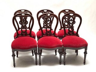 Six Victorian Walnut Dining Chairs