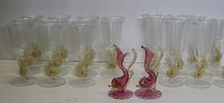 Murano Glass Lot Of Figural Stemware