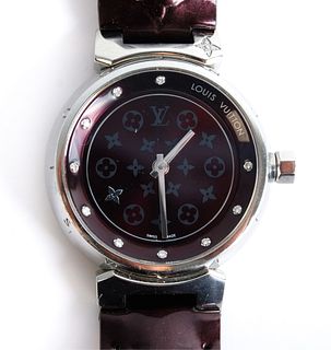 Louis Vuitton Vernis Amarante Tambour Q12M3 Watch