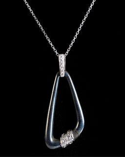 18K WG Sterling & Diamond Pendant Necklace