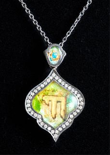Victorian Style Gold Diamond Pendant w/Chai Symbol