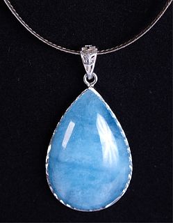 Sterling Silver &  Blue Larimar Pendant Necklace