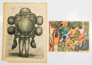 Diego Rivera, Two Lithographs, Signed