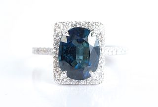 14K WG & Sapphire Diamond Ring, Size  6 1/2