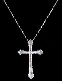18K White Gold Necklace w/Cross Pendant