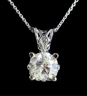 14K White Gold 0.61ct Diamond Pendant Necklace