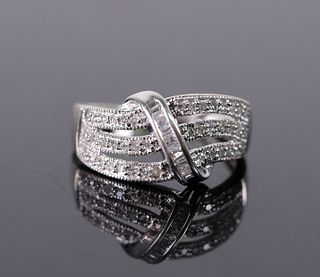 14K WG Baguette & Brilliant Cut Diamond Ring