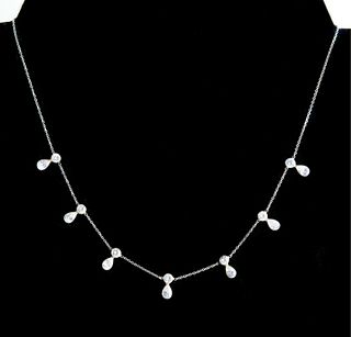 14K White Gold & Colorless Gemstone Necklace