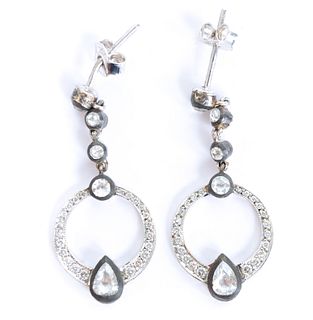 Pair, 18K White Gold & Diamond Chandelier Earrings