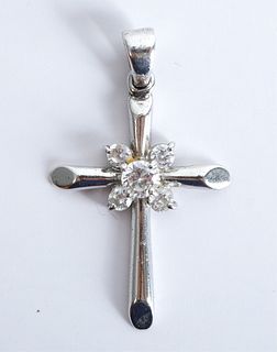 Sterling Silver & CZ Cross Pendant