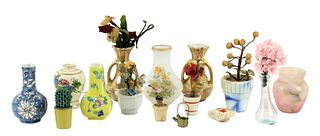 Collection of Misc. Doll House Vases & Florals