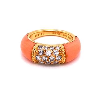 Van Cleef & Arpels Diamond and Pink Coral 'Philippine' Ring