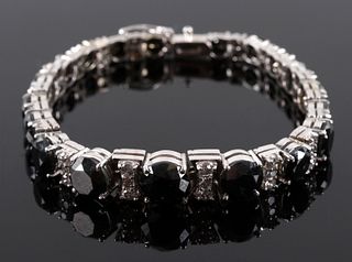Rare Black Diamond & White Diamond 14K Bracelet