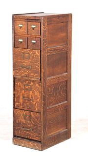 Early 1900s Seven Drawer Oak Office Filing Cabinet