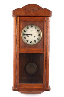 German Mauthe Oak Pendulum Wall Clock