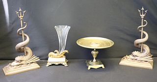 Antique Grouping To Inc Dolphin Bookends.