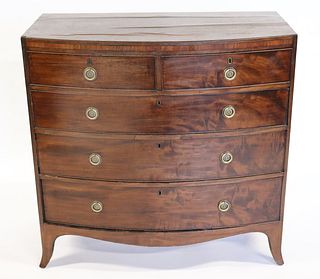 Antique 19th Century Mahogany Bow Front Chest.