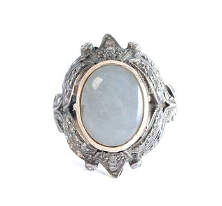 Vintage 18K & Sterling Silver Moonstone Ring