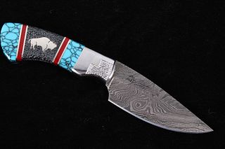 Navajo David Yellowhorse Turquoise Buffalo Knife