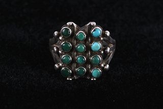 Navajo Old Pawn Petite Point Silver Ring c.1930's