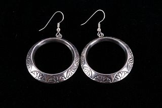 Navajo Sterling Silver Stamped Earrings