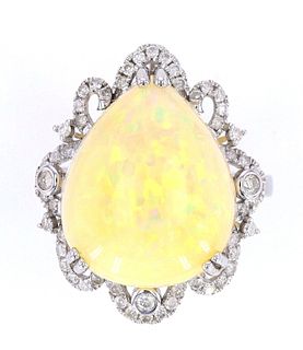Rare Ethiopian Opal & Diamond 14K Gold Ring