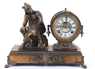 Ansonia Clock Co. Hermes Brass Mantle Clock