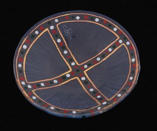 Peter Crisp 22K Colored Glass Inlay Glass Bowl