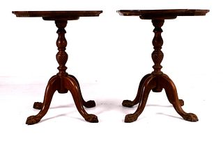 Pair of Mahogany Queen Anne Clawfoot Tables