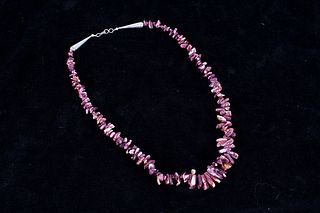 Navajo Purple Branch Coral & Sterling Necklace