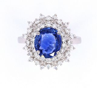 RARE Unheated Cornflower Blue Sapphire Ring w/ GIA