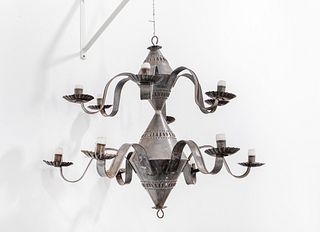 New Mexico, Stamped Tin Chandelier, ca. 1910