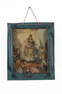 Mexico, Tin Frame with Devotional Print, ca. 1900