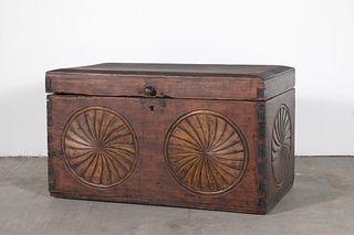 New Mexico, Carved Wood Chest, ca. 1950