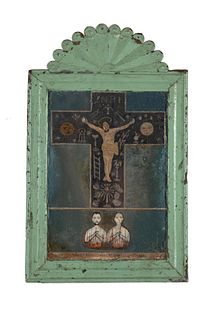 Spanish Colonial, Devotional Crucifixion Retablo