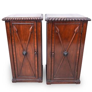 Pair Of English Regency Carved Mahogany Pedestal Cabinets