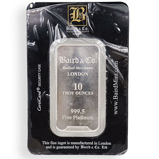 10oz Baird & Co. Platinum Bar .999 Fine