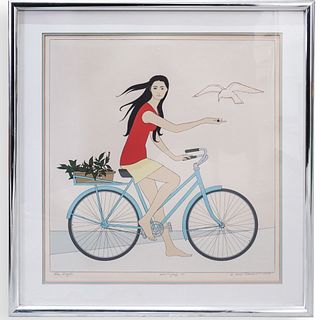 Will Barnett "Blue Bicycle" AP Lithograph