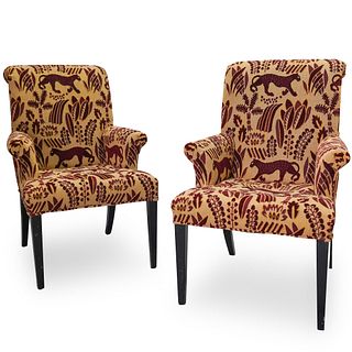 Pair Of Antique Embroidered Arm Chairs