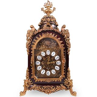 Gothic Revival Wood and Bronze Clock