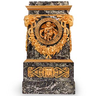 19th Cent. French Empire Marble and Bronze Clock