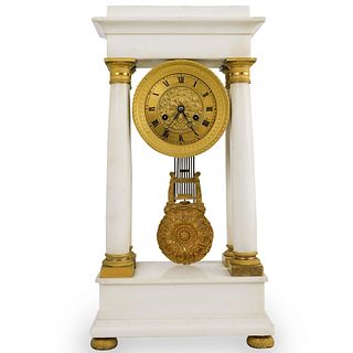 Empire Marble & Bronze Mantle Clock