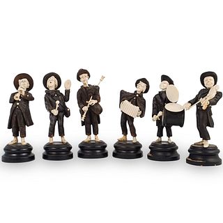 (6 Pc) Set Of Carved Bone and Wood Musicians