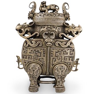 Qing Dynasty Silver Plated Figural Urn