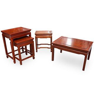(4 Pc) Lot Of Chinese Wooden Nesting Tables