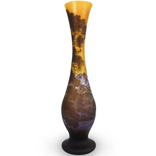 Large Galle Style Glass Vase