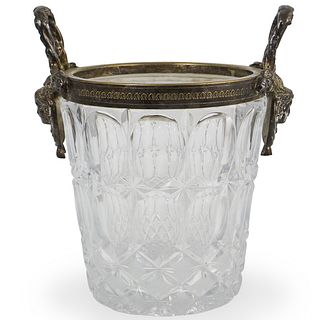French Crystal & Bronze Ice Bucket