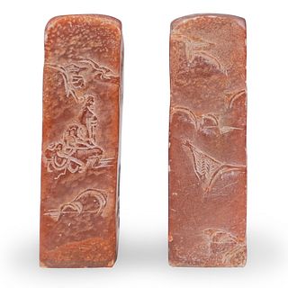 A Pair Of Chinese Carved Soapstone Seals