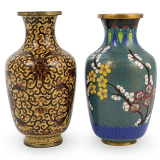 (2 Pc) Chinese Cloisonne Vases