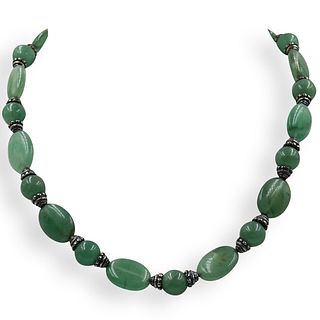 Chinese Jade and Silver Necklace